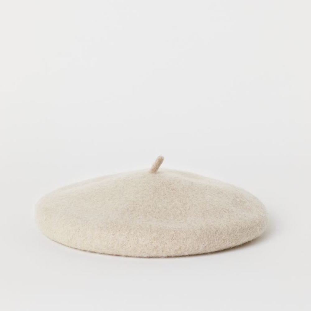 H&M Light Taupe Wool Felted Beret 👒